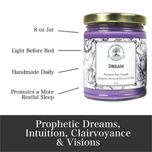 Dream Herbal Spell Candle | Handmade with Herbs & Essential Oils, Natural Soy Wax | Aromatherapy, Manifestation, Prophetic Dreams, Visions, Intuition & Insight | Wiccan, Pagan & Magick