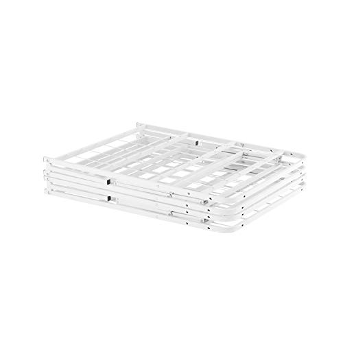 IdealBase 14" Metal Bed Frame Queen Size Heavy Duty Foldable Bed Frame Folding Bed Frame with Steel Metal Slats Mattress Foundation Box Spring Replacement 600lbs Capacity Queen Bed Frame Size, White