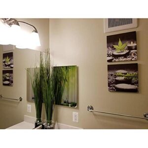 SUMGAR Framed Wall Art Bathroom Decor Black and White Canvas Paintings Green Pictures Zen Stone Spa 4 Piece,12x12 in