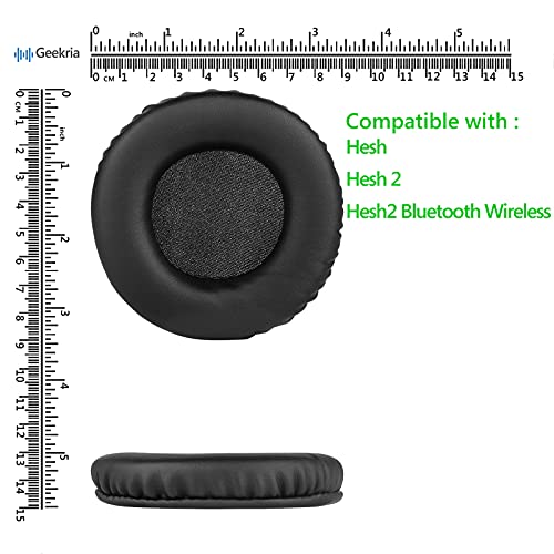 Geekria QuickFit Replacement Ear Pads for Skullcandy Hesh, Hesh 2, Hesh2 Wireless Headphones Ear Cushions, Headset Earpads, Ear Cups Repair Parts (Black)