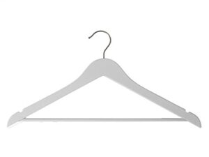 nahanco 20119wb wooden suit hanger, 19", low gloss white with brushed chrome hardware (pack of 100)