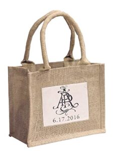 mini jute gift tote bags w/ clear pocket for wedding favors, crafts, decorations (1)