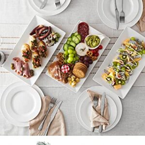 DOWAN 14" Serving Platter Set of 3 - White Rectangle Plates and Serving Trays for Entertaining - Large Serving Dishes for Party, Wedding, Birthday, Appetizers, Pasta, Turkey - Dishwasher & Oven Safe