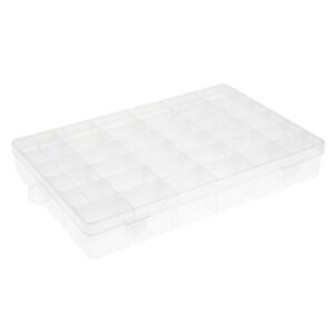 eutuxia clear plastic jewelry organizer box with 36 compartments, hard storage box with adjustable dividers