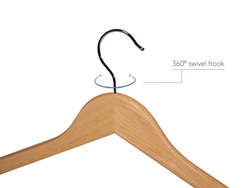 Topline Classic Wood Shirt Hangers - Natural Finish (10-Pack)