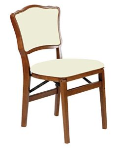 stakmore french upholstered back folding chair finish, set of 2, fruitwood