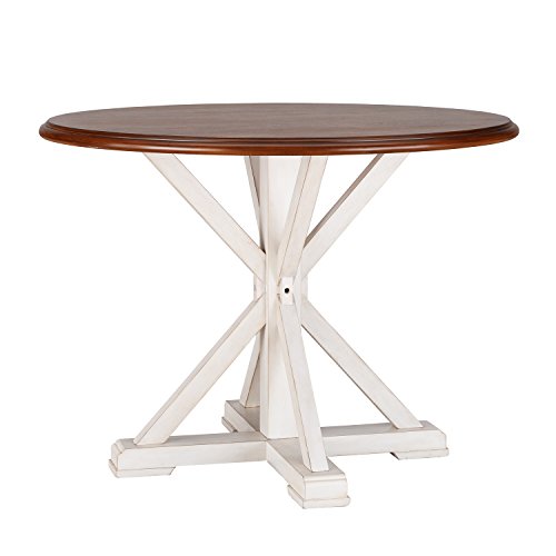 SEI Furniture Barrisdale Modern Farmhouse, Dining Table, Antique White, Whiskey Maple