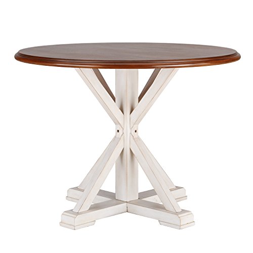 SEI Furniture Barrisdale Modern Farmhouse, Dining Table, Antique White, Whiskey Maple