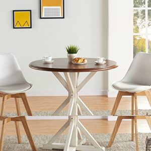 SEI Furniture Barrisdale Modern Farmhouse, Dining Table, Antique White, Whiskey Maple