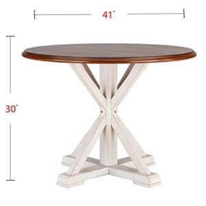 SEI Furniture Barrisdale Modern Farmhouse, Dining Table, Antique White, Whiskey Maple