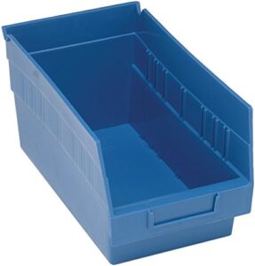quantum storage systems k-qsb202bl-10 10-pack plastic shelf bin storage containers, 11-5/8" x 6-5/8" x 6", blue