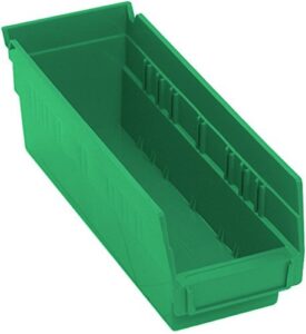 quantum storage k-qsb101gn-10 10-pack plastic shelf bin storage containers, 11-5/8" x 4-1/8" x 4", green