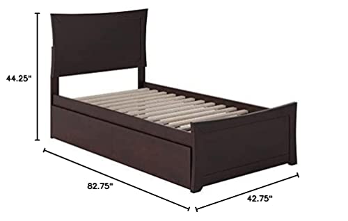 AFI Metro Twin Extra Long Platform Bed with Matching Footboard and Turbo Charger with Urban Bed Drawers in Espresso