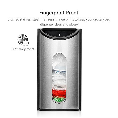 Magdisc Wall Mount Grocery Plastic Bag Holder, Bag Dispenser with Extra-Wide & Easy-Access Openings, Anti-Fingerprint Brushed Stainless Steel Finish, Upgraded Self-Adhesive Hanging Nails Included