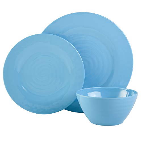 Gibson Home Melamine Dinnerware Set, Service for Four (12pcs), Blue (Brist)