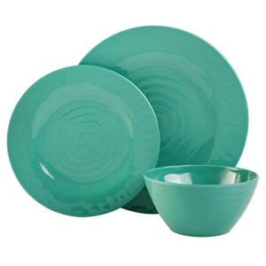 Gibson Home Melamine Dinnerware Set, Service for Four (12pcs), Blue (Brist)