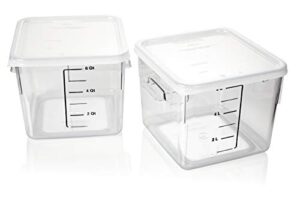 rubbermaid commercial products plastic square food storage container with lid, 6 quart, 1815325 (set of two)