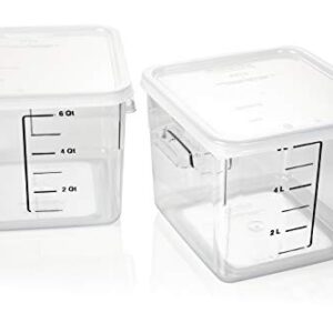 Rubbermaid Commercial Products Plastic Square Food Storage Container with Lid, 6 Quart, 1815325 (set of two)
