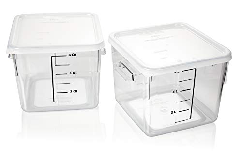 Rubbermaid Commercial Products Plastic Square Food Storage Container with Lid, 6 Quart, 1815325 (set of two)