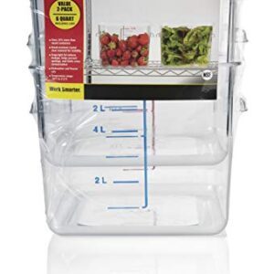 Rubbermaid Commercial Products Plastic Square Food Storage Container with Lid, 6 Quart, 1815325 (set of two)