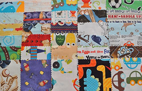 I Spy Novelty Boy Fabric 5" Squares Charm Pack, 30 Different Pieces, 100% Cotton