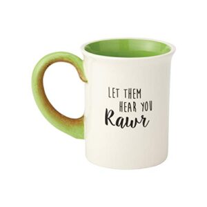 Enesco Our Name is Mud “Tea Rex” Stoneware Coffee, 16 oz. Sculpted Mug, Green,6000549