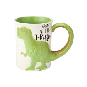 enesco our name is mud “tea rex” stoneware coffee, 16 oz. sculpted mug, green,6000549