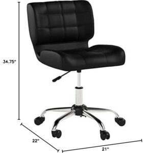 Calico Designs Modern Black Crest Armless Office Chair Swivel Task Chair Desk Chair Computer Chair, Black,