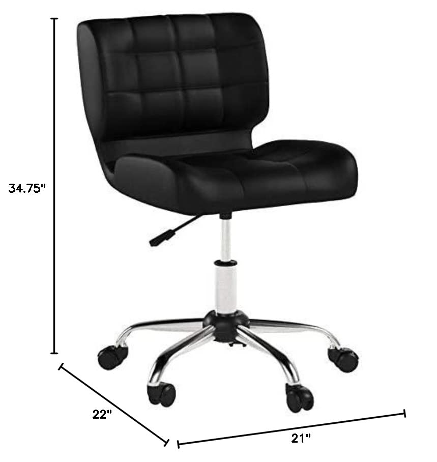 Calico Designs Modern Black Crest Armless Office Chair Swivel Task Chair Desk Chair Computer Chair, Black,