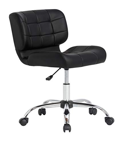 Calico Designs Modern Black Crest Armless Office Chair Swivel Task Chair Desk Chair Computer Chair, Black,