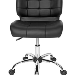 Calico Designs Modern Black Crest Armless Office Chair Swivel Task Chair Desk Chair Computer Chair, Black,