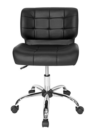 Calico Designs Modern Black Crest Armless Office Chair Swivel Task Chair Desk Chair Computer Chair, Black,