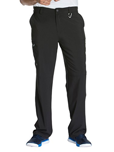 Cherokee Men's Scrub Pants Modern Fit 6 Pockets Tapered Leg with Drawstring CK200A, M, Black