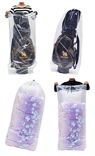 Big Plastic Bags Multi-Purpose Drawstring Bag Set Dust Cover For Keeping Golf's Bag, Picnic Mattress Good for Household Organizing Reusable Set of 2 Sizes