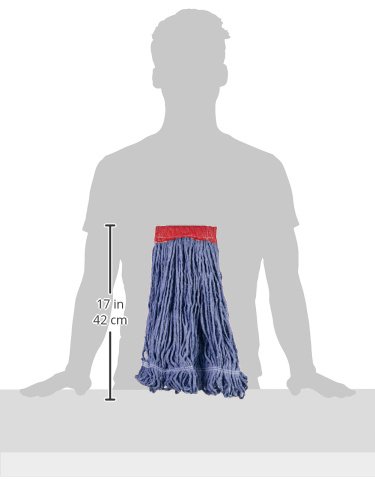 Amazon Basics Loop-End Synthetic Mop Head, 5-Inch Headband, Large, Blue - 6-Pack