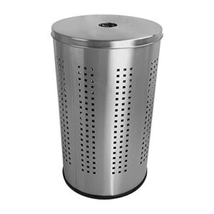 brushed stainless steel laundry bin & hamper | 46l ventilated stainless steel clothes basket with polished lid | life time warranty|