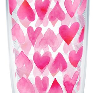 Tervis Pink Hearts All Over Tumbler with Wrap and Fuchsia Lid 16oz, Clear