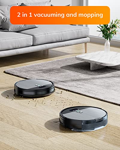 ILIFE V8s Robot Vacuum and Mop Combo, Big 750ml Dustbin, Enhanced Suction Inlet, Zigzag Cleaning Path, LCD Display, Schedule, Self-Charging Robot Vacuum Cleaner, Ideal for Hard Floor and Pet Hair.