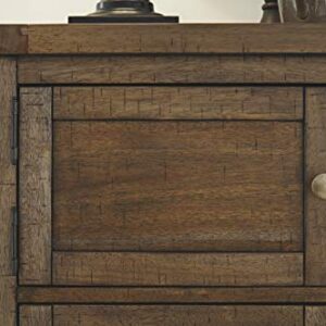 Signature Design by Ashley Moriville Rustic -Dining Room Buffet with 4 Cabinets & Display Shelf, Brown