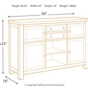 Signature Design by Ashley Moriville Rustic -Dining Room Buffet with 4 Cabinets & Display Shelf, Brown
