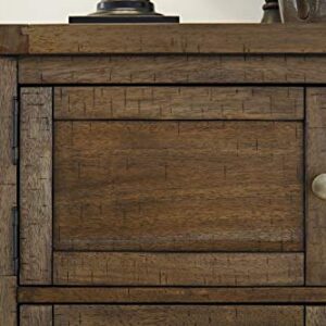 Signature Design by Ashley Moriville Rustic -Dining Room Buffet with 4 Cabinets & Display Shelf, Brown