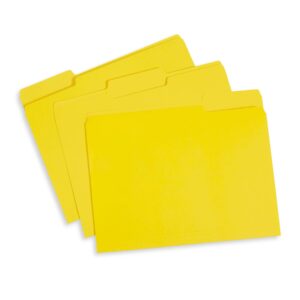 file folder, 1/3 cut tab, letter size, yellow, great for organizing and easy file storage, 100 per box