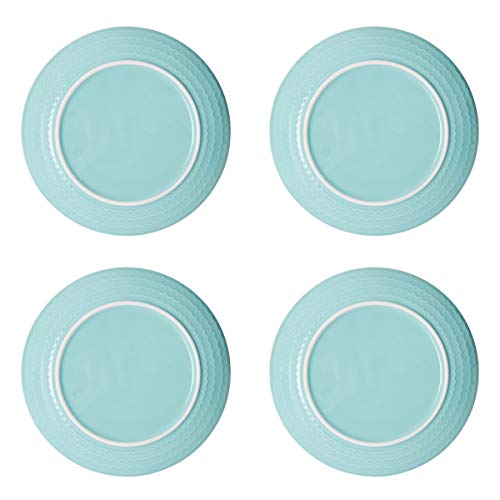 Pfaltzgraff Venice 16-Piece Stoneware Dinnerware Set, Service for 4, Aqua/White -