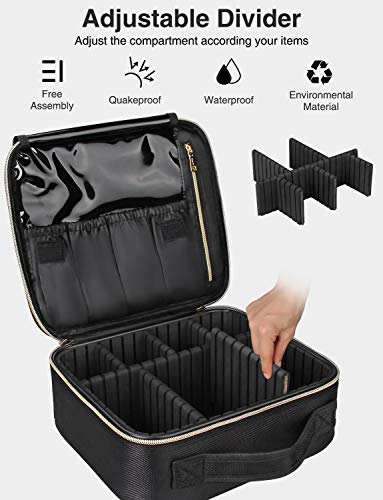 Travel Makeup Case,Chomeiu- Professional Cosmetic Makeup Bag Organizer Makeup Boxes With Compartments Neceser De Maquillaje(Black-M)