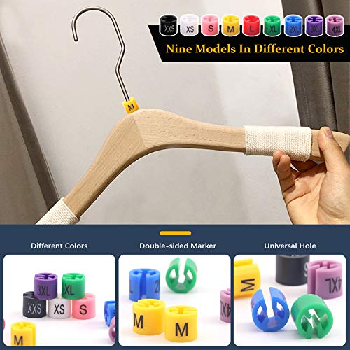 Hilitchi 288-Pcs Clothes Hanger Size Color-Coding Garment Size Markers Kit - 9 Size (XXS - 4XL) - with Storage Box