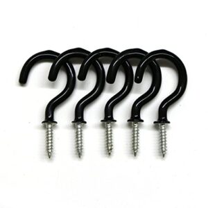 Aoyoho 60Pcs 1-1/4 Inch Vinyl Coated Screw-in Ceiling Hooks Cup Hooks Light Hooks(Black)