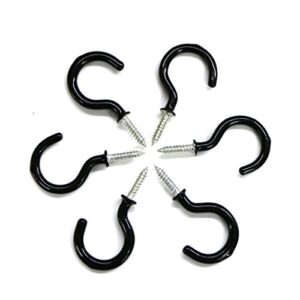 Aoyoho 60Pcs 1-1/4 Inch Vinyl Coated Screw-in Ceiling Hooks Cup Hooks Light Hooks(Black)