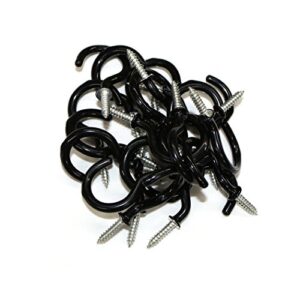 Aoyoho 60Pcs 1-1/4 Inch Vinyl Coated Screw-in Ceiling Hooks Cup Hooks Light Hooks(Black)