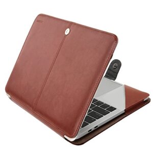 mosiso case compatible with macbook air 13 inch m2 a2681 m1 a2337 a2179 a1932/pro 13 inch m2 m1 a2338 a2251 a2289 a2159 a1989 a1706 a1708, pu leather folio protective stand cover, brown