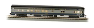 bachmann industries b&o smooth-side observation car with lighted interior (ho scale), 85'